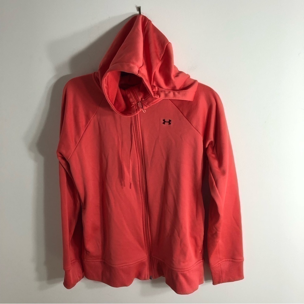 Under Armour Coral Pink Sweatshirt Medium Full Zip Hooded Women’s